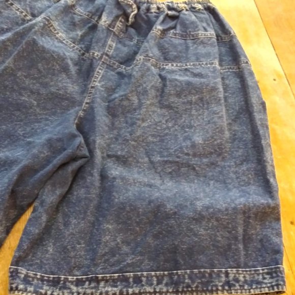 80s High Waist Acid Wash Shorts Embroidered Floral - Picture 6 of 8